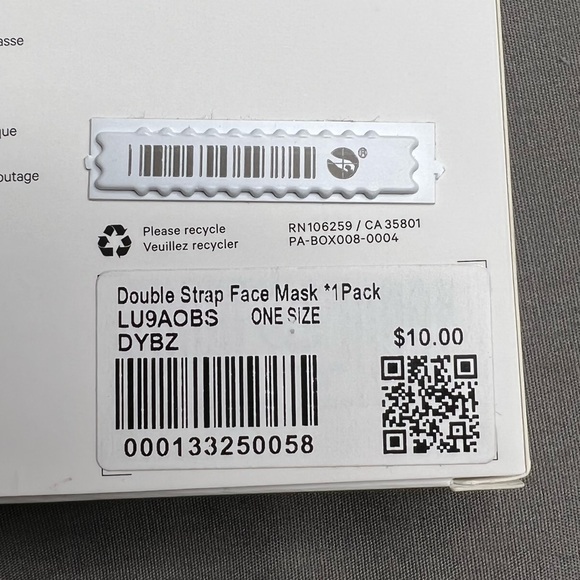 NWT Lululemon Double Strap Face Mask Unopened/Unused *BRAND NEW* (DYBZ) - Picture 12 of 12